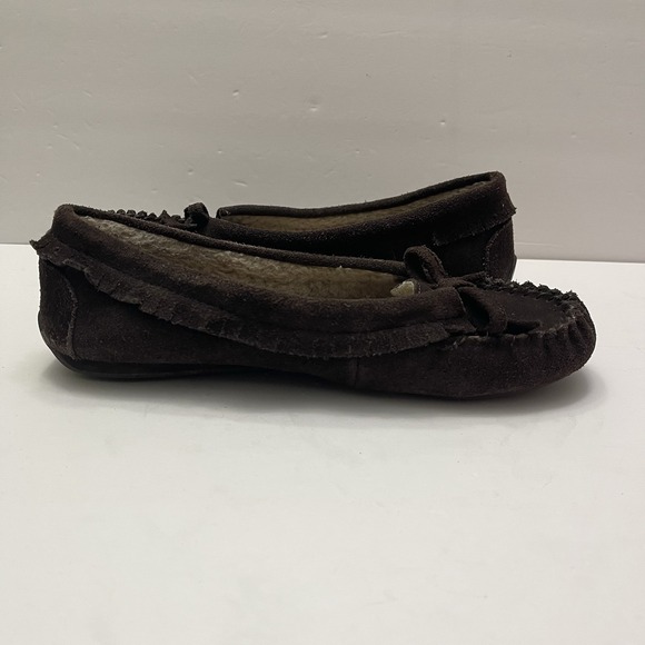 KENNETH COLE REACTION Brown Suede Sherpa Comfort Flat Slipper Shoe Womens 8 - Picture 7 of 11